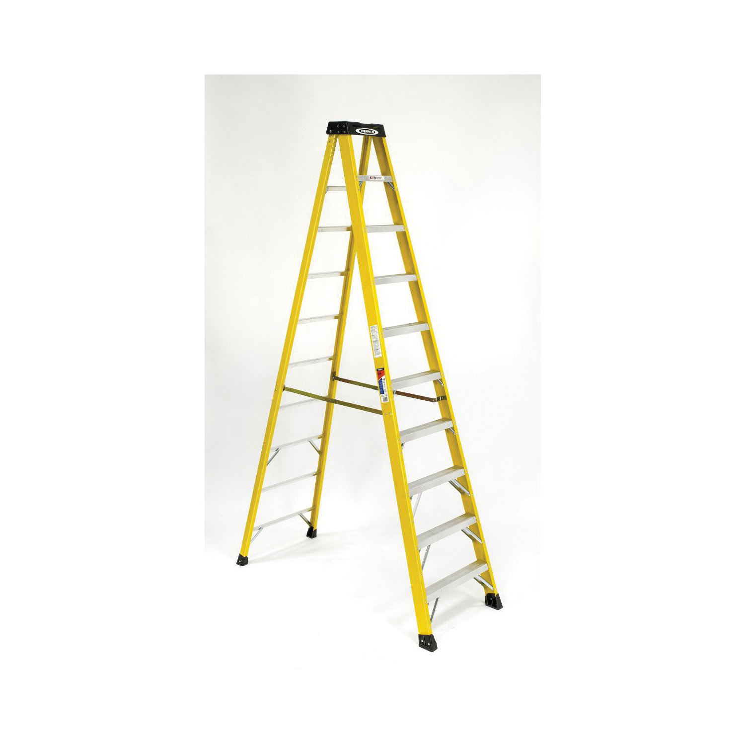 WERNER® 6008 6000 Type I Single Sided Step Ladder, 8 ft H Ladder, 250 lb Load, 7 Steps, Fiberglass