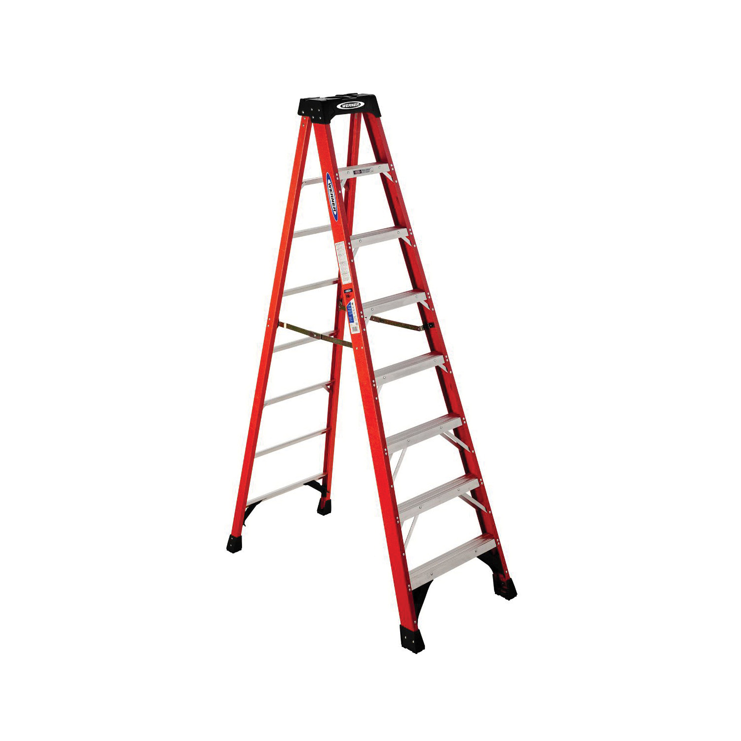 WERNER&reg; NXT1A08 Type IA Single Sided Step Ladder, 8 ft H Ladder, 300 lb Load, Fiberglass
