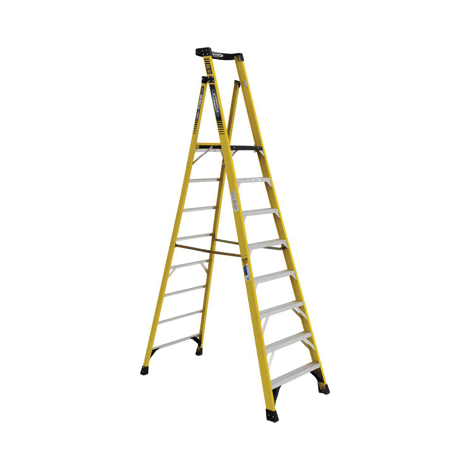 WERNER® PD6210 PD6200 Podium Ladder, 12 ft Ladder, 300 lb Load, 10 Steps, Type IA, Fiberglass