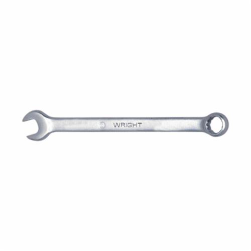 WRIGHTGrip™ 1114 Flat Stem Combination Wrench, 7/16 in, 12 Points, 15 deg Offset, 6-1/2 in OAL, Satin, ASME B107.100