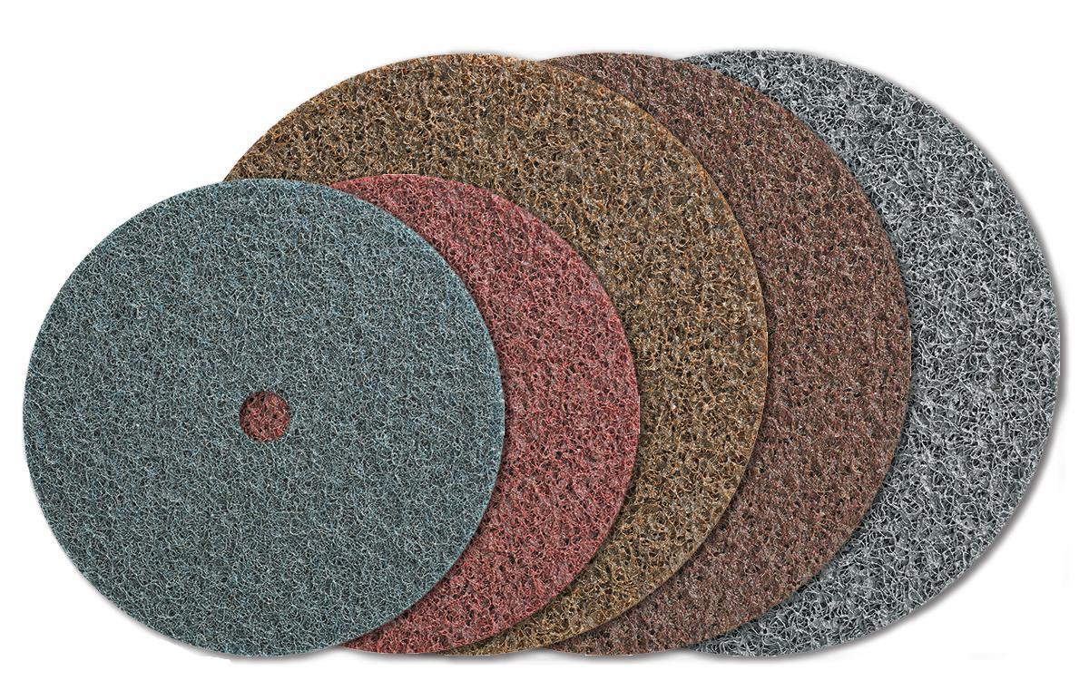 Walter Surface Technologies QUICK-STEP Blendex&trade; 07R453 07-R Surface Conditioning Non-Woven Surface Conditioning Disc, 4-1/2 in Dia Disc, Medium Grade, Aluminum Oxide Abrasive