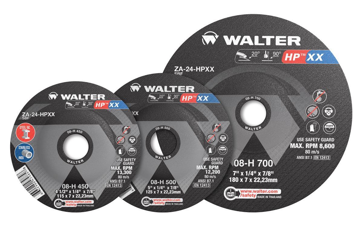 Walter Surface Technologies ALLSTEEL XX™ 08H600 Flat Depressed Center Wheel, 6 in Dia x 1/4 in THK, 7/8 in Center Hole, 24 Grit, Aluminum Oxide Abrasive