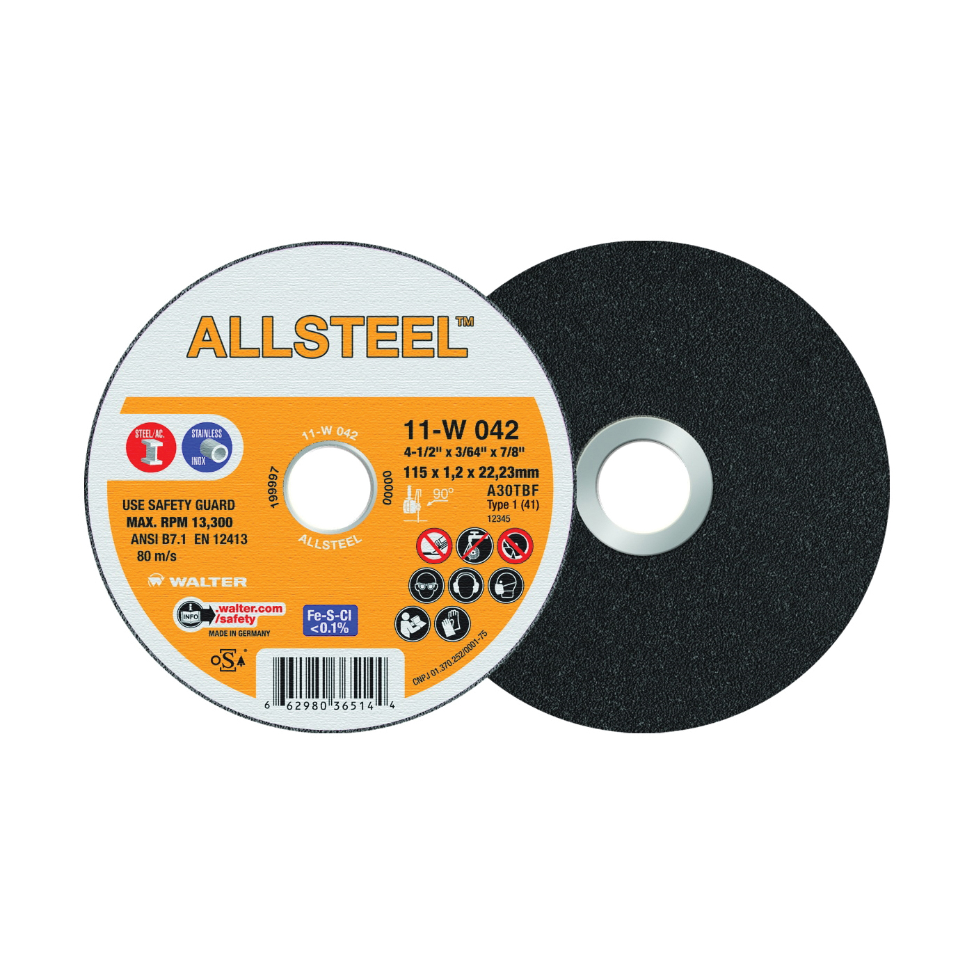 WHEEL CUT-OFF 4-1/2IN 3/64IN 7/8IN A-30 | BPS Supply Group