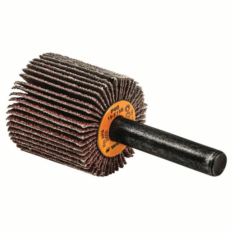 Walter Surface Technologies COOLCUT&trade; 15F156 Coated Flap Wheel, 1 in Dia Wheel, 1 in W Face, 1/4 in Dia Shank, 60 Grit, Coarse Grade, Aluminum Oxide Abrasive