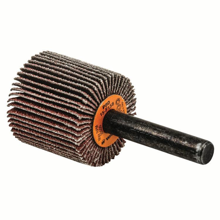 Walter Surface Technologies COOLCUT&trade; 15F158 Coated Flap Wheel, 1 in Dia Wheel, 1 in W Face, 1/4 in Dia Shank, 80 Grit, Medium Grade, Aluminum Oxide Abrasive