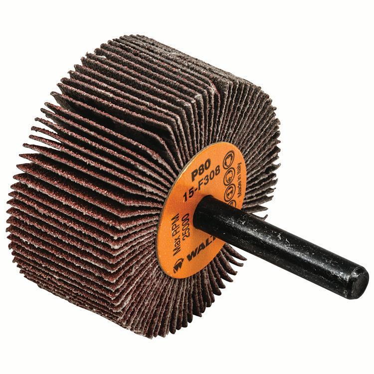 Walter Surface Technologies COOLCUT&trade; 15F308 Coated Flap Wheel, 2 in Dia Wheel, 1 in W Face, 1/4 in Dia Shank, 80 Grit, Medium Grade, Aluminum Oxide Abrasive