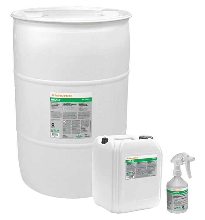 Walter Surface Technologies 53G018 UNO S F&trade; Foamless High Strength Alkaline Cleaner/Degreaser, 208 L Drum, Liquid, Light Pink, Faint/Mild