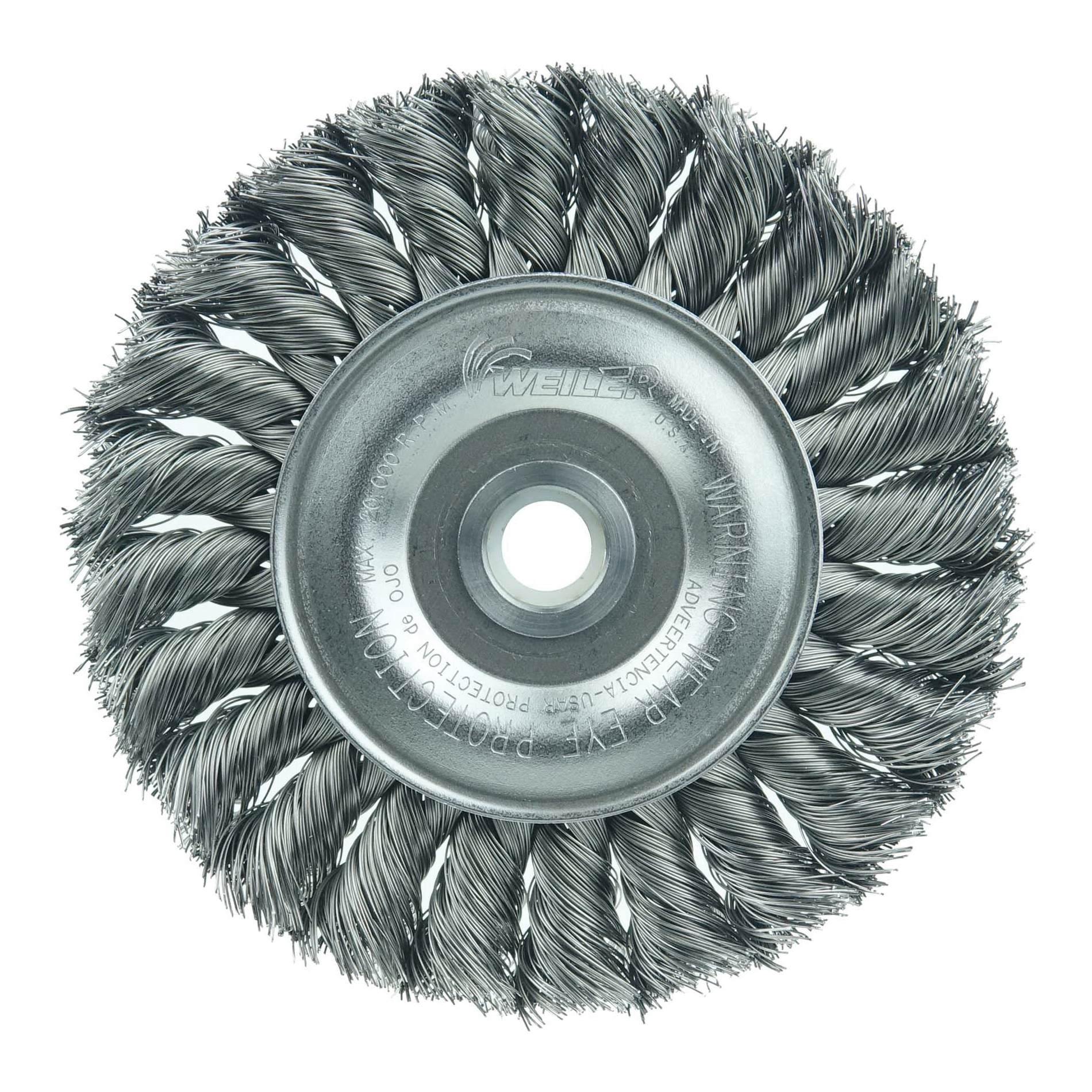 Burr-Rx&reg; 86181 Composite Wheel Brush, 6 in Dia Brush, 3/4 in W Face, 0.035 in Dia Crimped/Round Filament/Wire, 2 in Arbor Hole