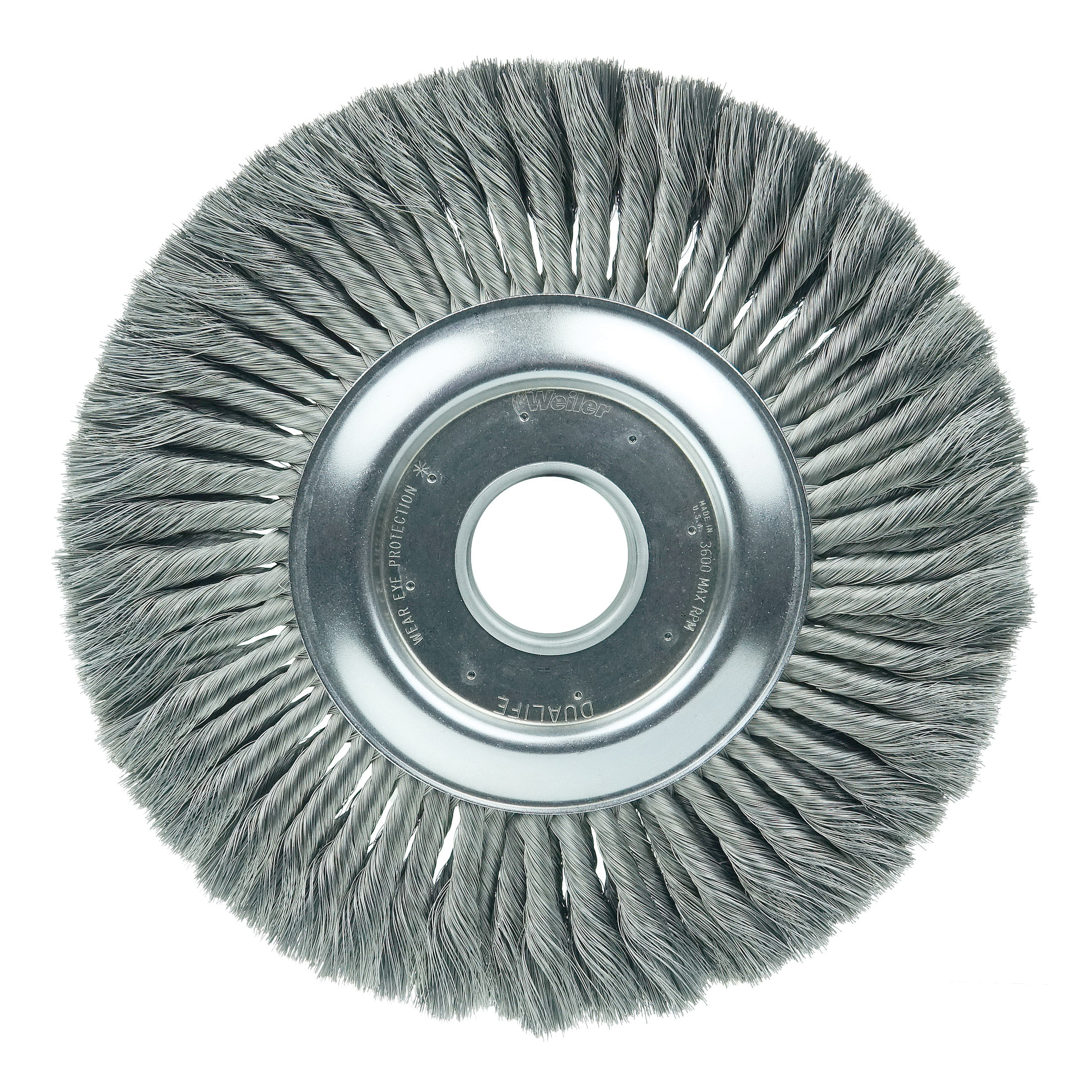 Osborn 26399 High Speed Small Grinder Wheel Brush With Steel Nut, 4 in Dia Brush, 0.02 in Dia Stringer Bead Knot Filament/Wire, 5/8-11 Arbor Hole