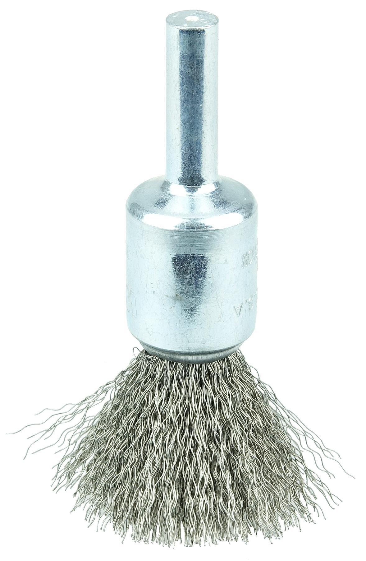 Osborn 0003008500 High Speed Solid Face End Brush, 1 in Dia Brush, Crimped, 0.0104 in Dia Filament/Wire, Stainless Steel Fill, 1 in L Trim