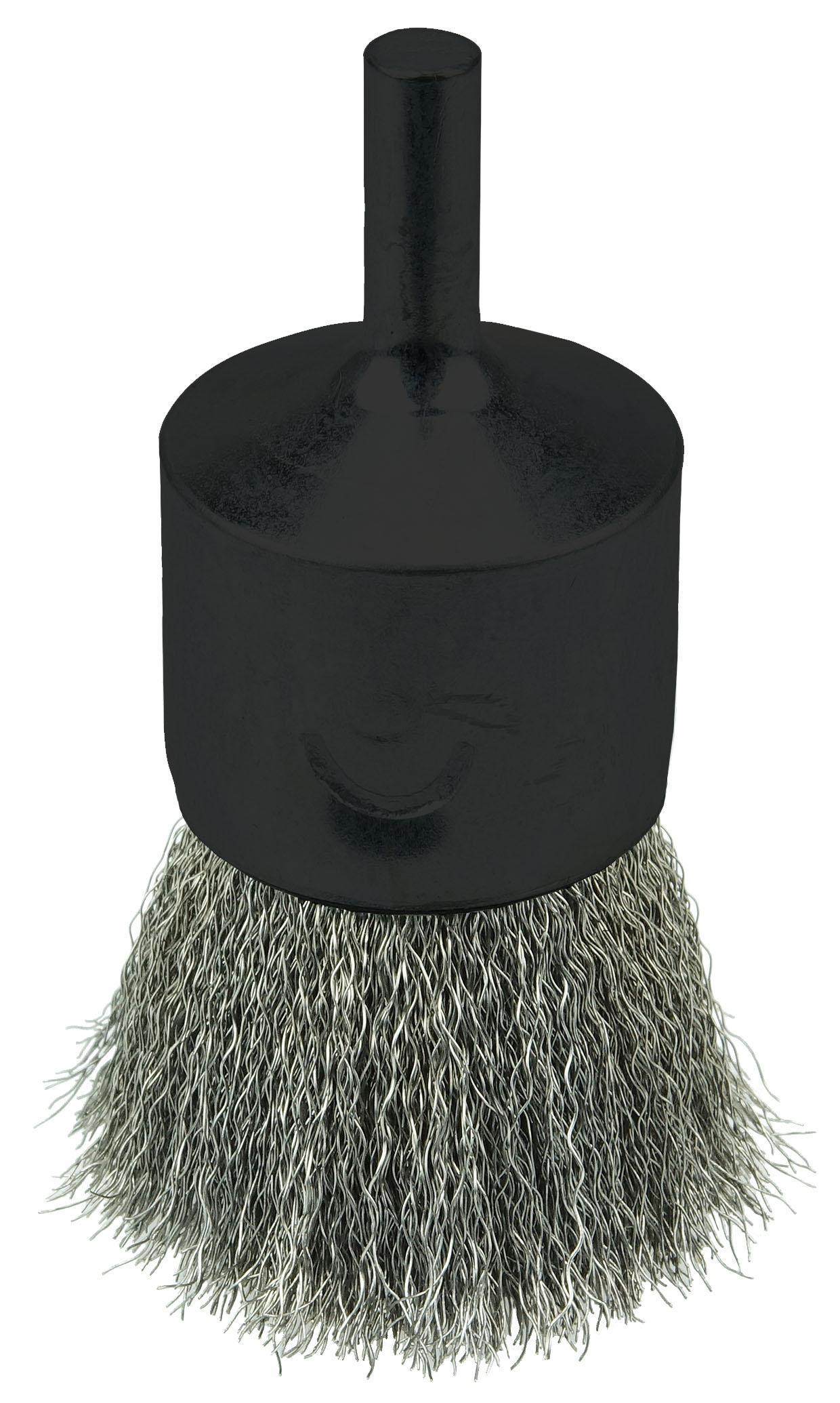 product Weiler&reg; 10005 End Brush, 3/4 in Dia Brush, Crimped, 0.006 in Dia Filament/Wire, Steel Fill, 7/8 in L Trim
