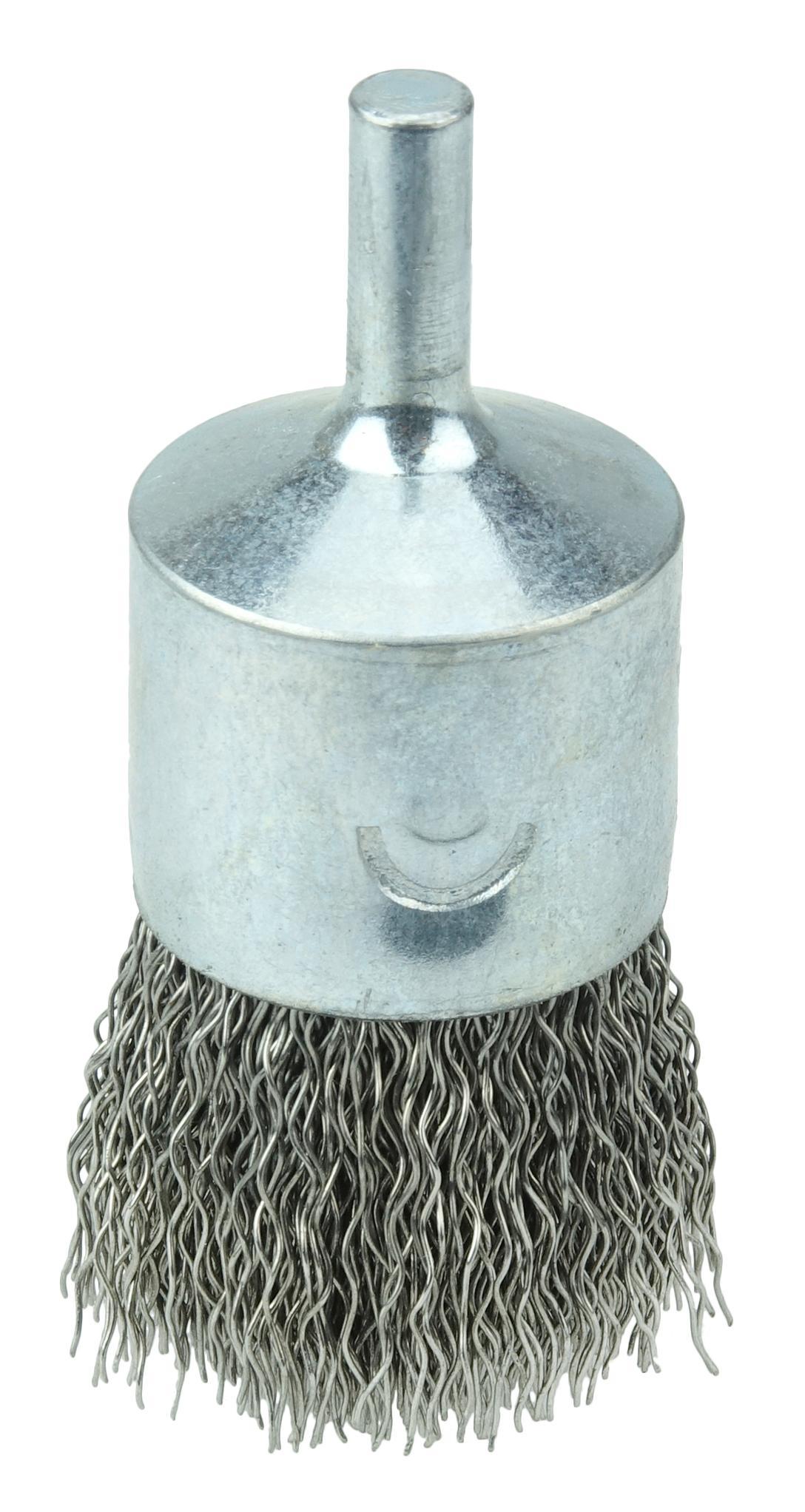 Osborn 0003061900 TY® Series Hollow Center Standard Duty Encapsulated End Brush, 3/4 in Dia Brush, Crimped, 0.01 in Dia Filament/Wire, Stainless Steel Fill, 1 in L Trim