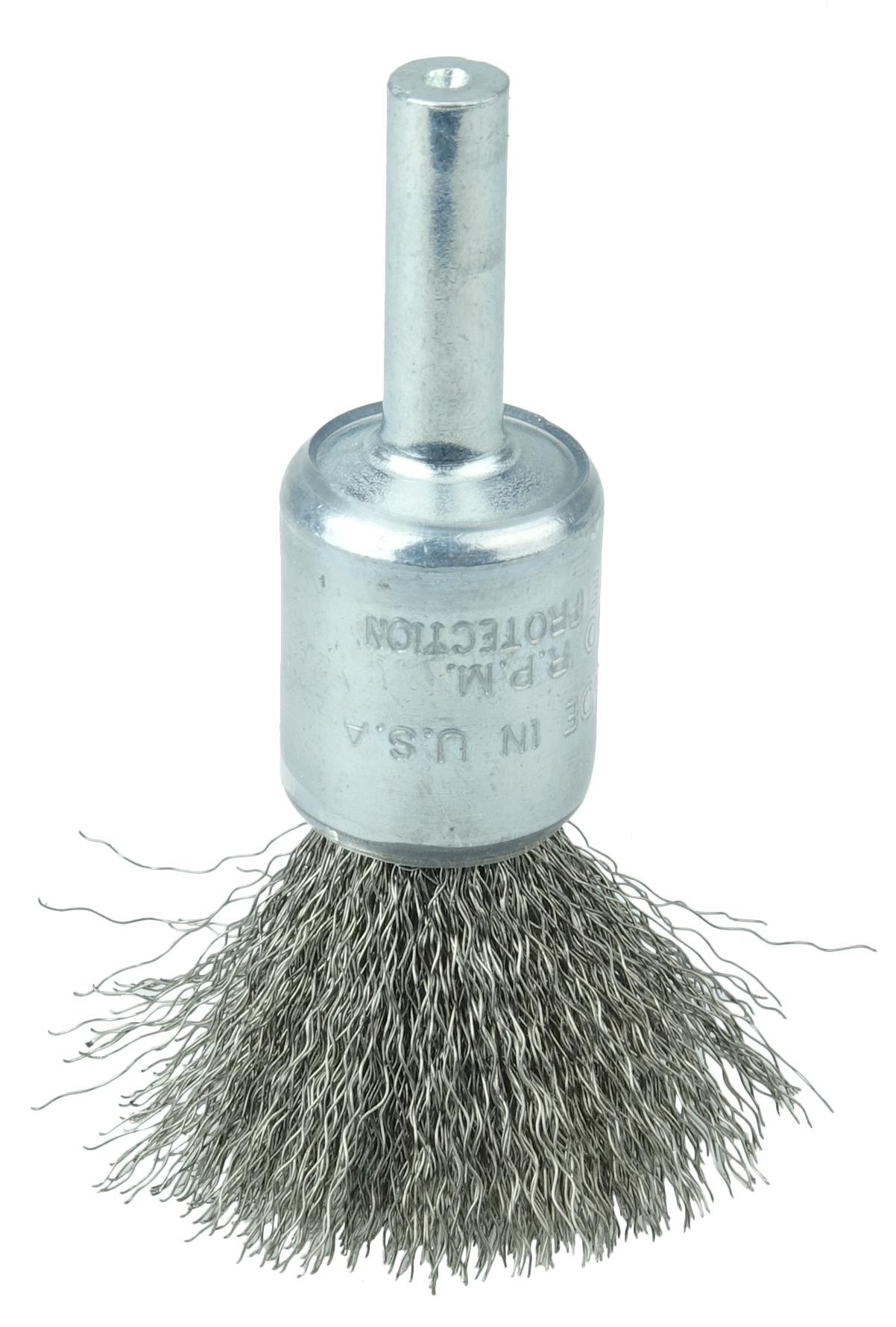 Nylox&reg; 10152 Stem Mount End Brush, 3/4 in Dia Brush, Crimped, 0.022 in Dia Filament/Wire, Silicon Carbide Fill, 7/8 in L Trim