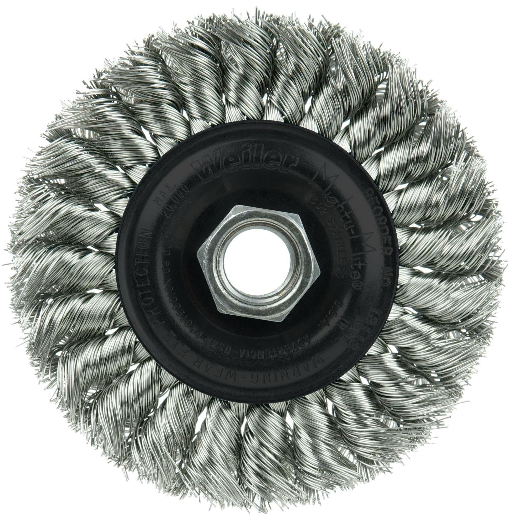 Nylox&reg; 83050 Composite Wheel Brush, 6 in Dia Brush, 1 in W Face, 0.04 in Dia Crimped/Round Filament/Wire, 2 in Arbor Hole