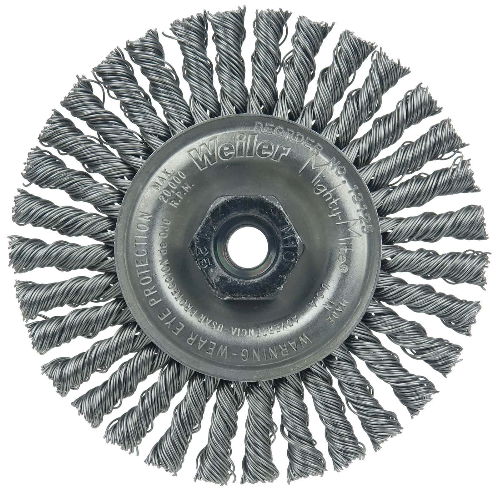 Weiler&reg; 06120 TLM-8 Medium Face Wheel Brush, 8 in Dia Brush, 1 in W Face, 0.014 in Dia Filament/Wire Crimped Filament/Wire, 2 in Arbor Hole
