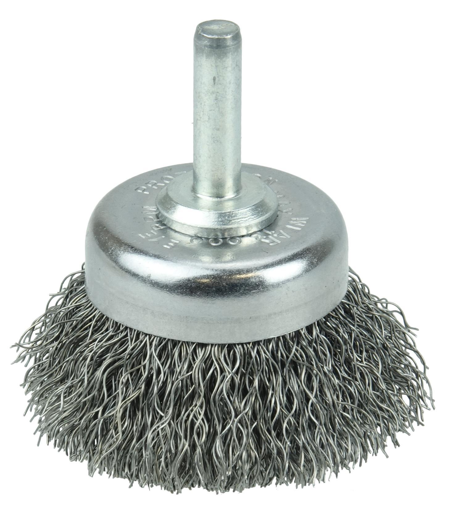 Anchor® 6KC58 Cup Brush, 6 in Dia Brush, 5/8-11 Arbor Hole, 0.014 in Dia Filament/Wire, Knot, Carbon Steel Fill