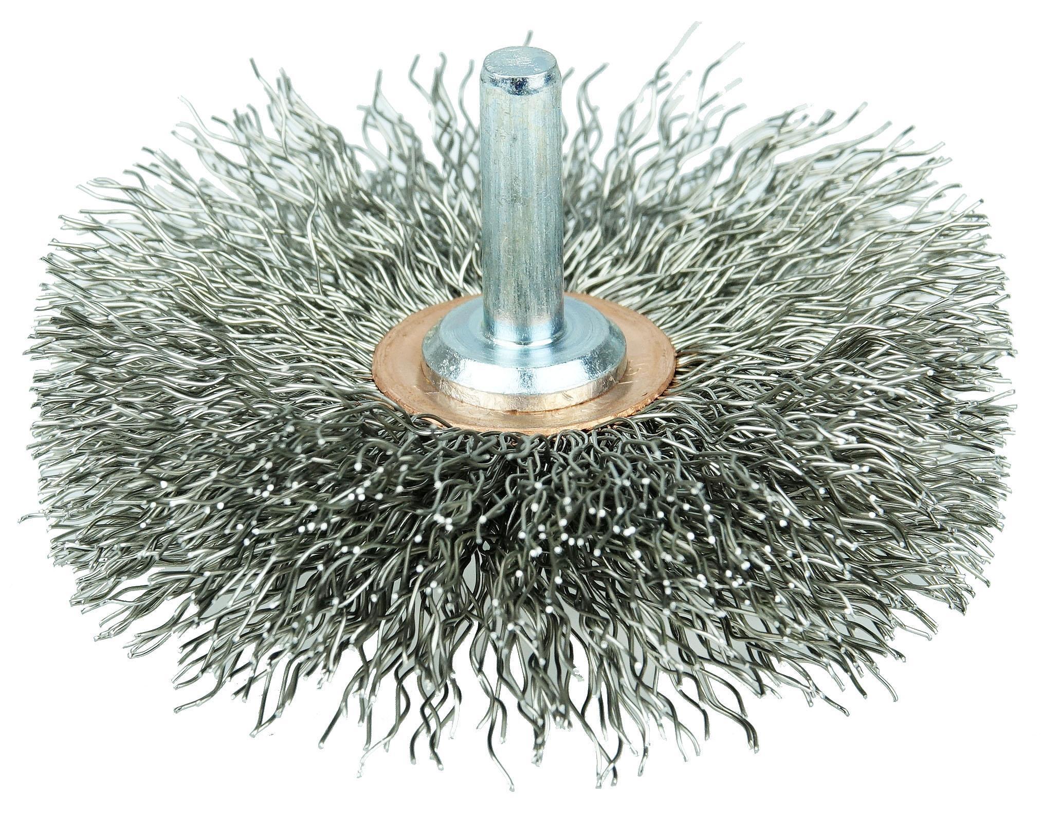 Weiler&reg; 03230 TL-12 Wide Face Wheel Brush, 12 in Dia Brush, 2 in W Face, 0.014 in Dia Filament/Wire Crimped Filament/Wire, 2 in Arbor Hole