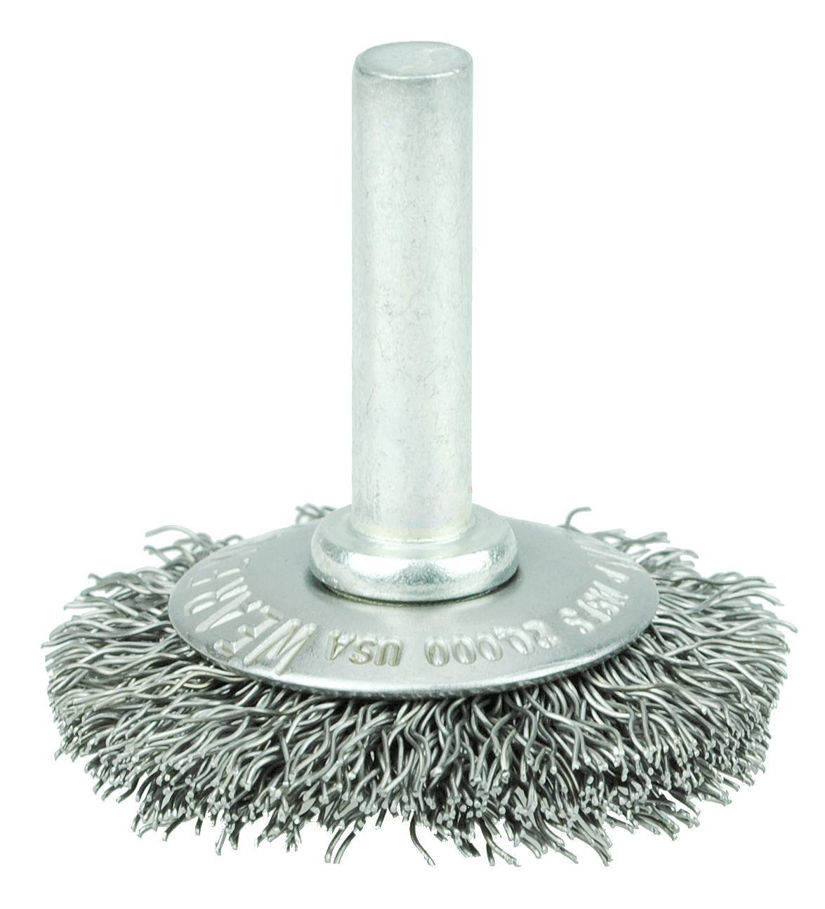 Nylox&reg; 83910 Composite Wheel Brush, 14 in Dia Brush, 1-1/8 in W Face, 0.022 in Dia Crimped/Round Filament/Wire, 5-1/4 in Arbor Hole