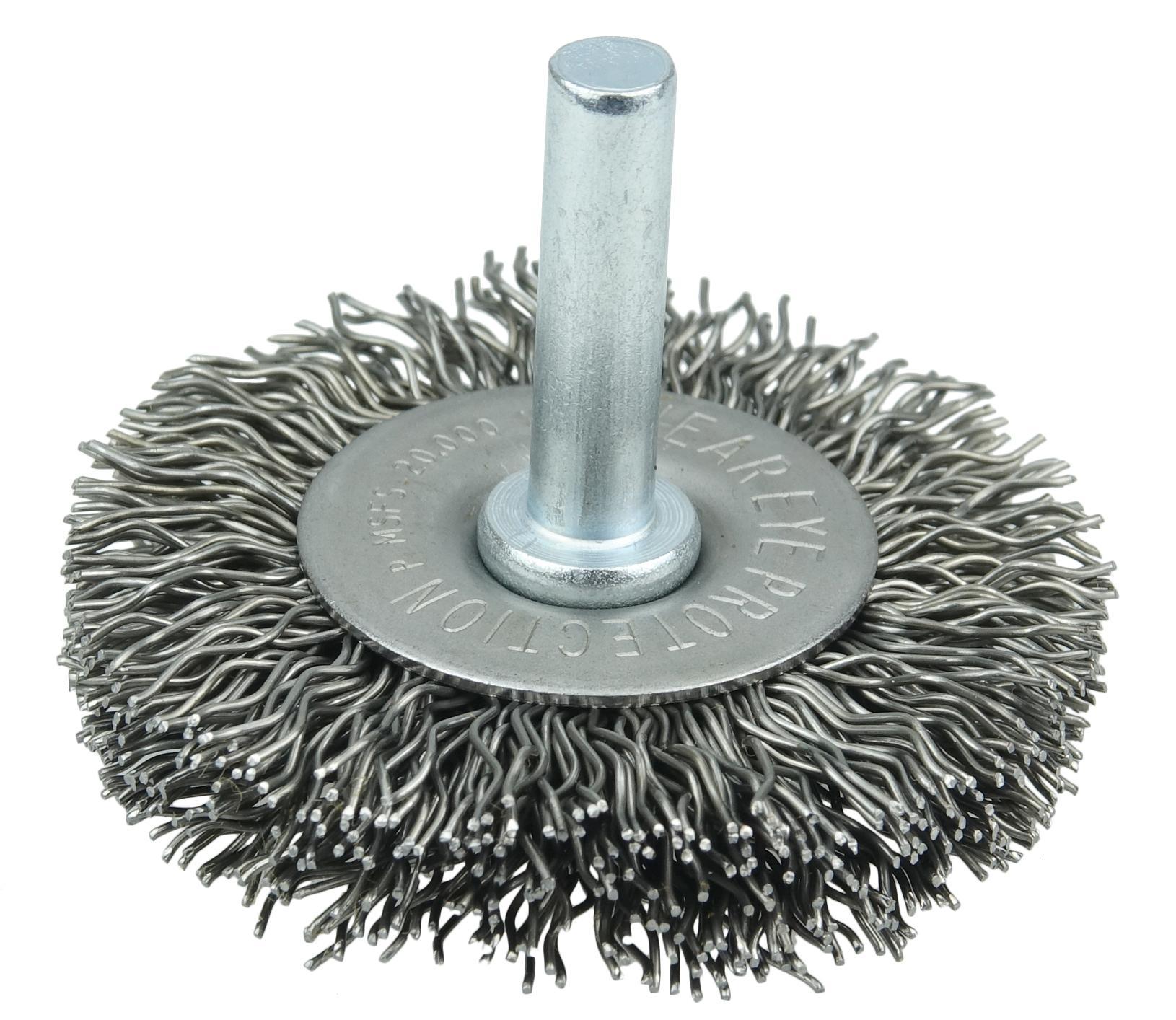 Anchor&reg; 7S58 Narrow Face Wheel Brush, 7 in Dia Brush, 7 in W Face, 0.02 in Dia Stringer Bead Knot Filament/Wire, 5/8-11 Arbor Hole