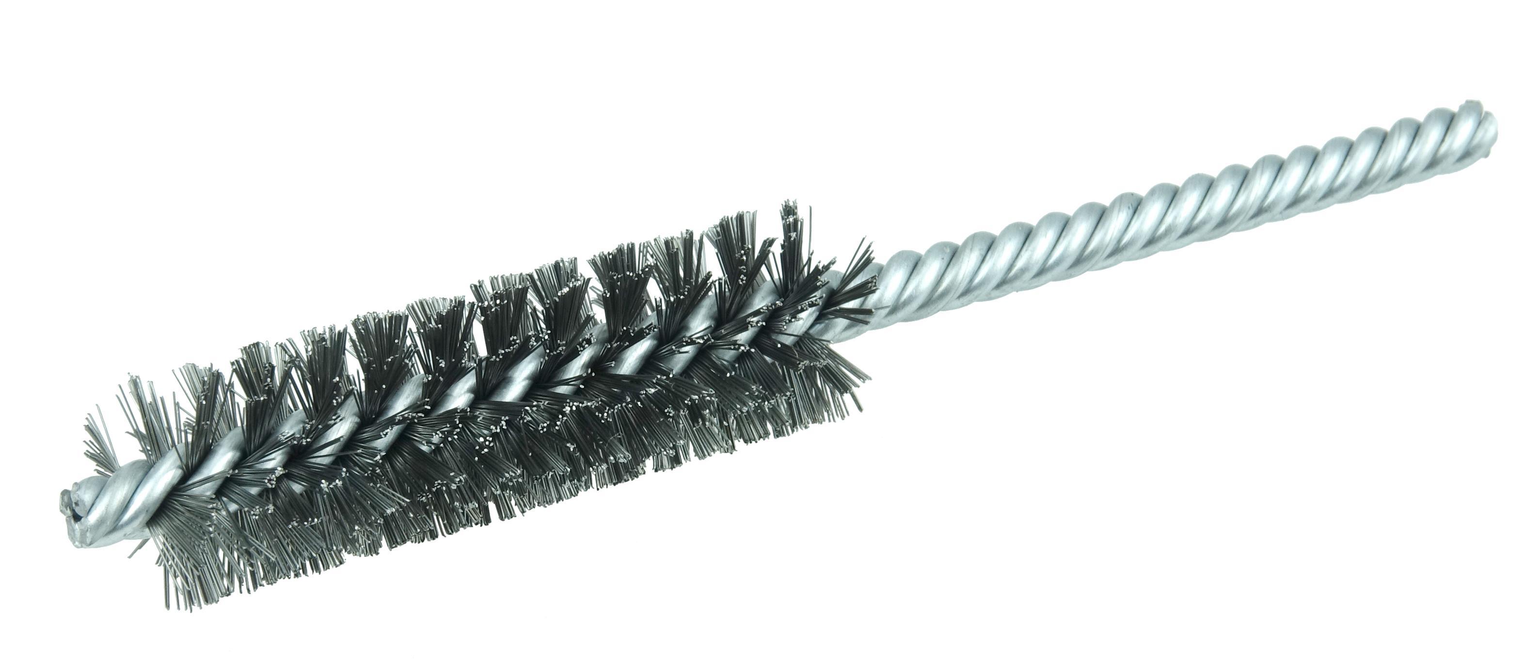 product Weiler&reg; 21115 Power Tube Brush, 1 in Dia x 2-1/2 in L, 5-1/2 in OAL, 0.0104 in Dia Filament/Wire, Steel Fill