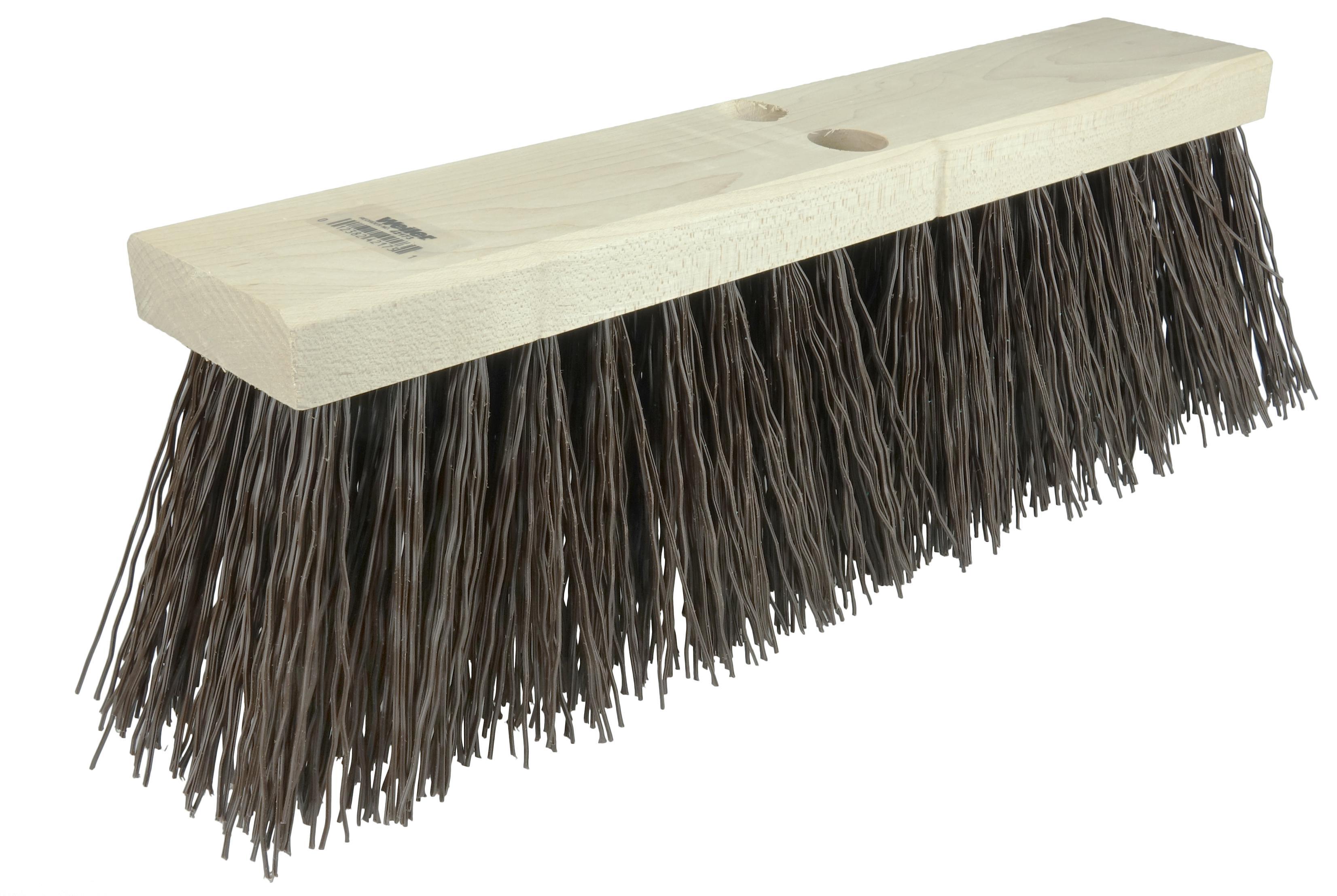 Weiler&reg; 42021 Threaded Tip Push Broom, 16 in OAL, 4 in L Trim, Brown Palmyra Bristle