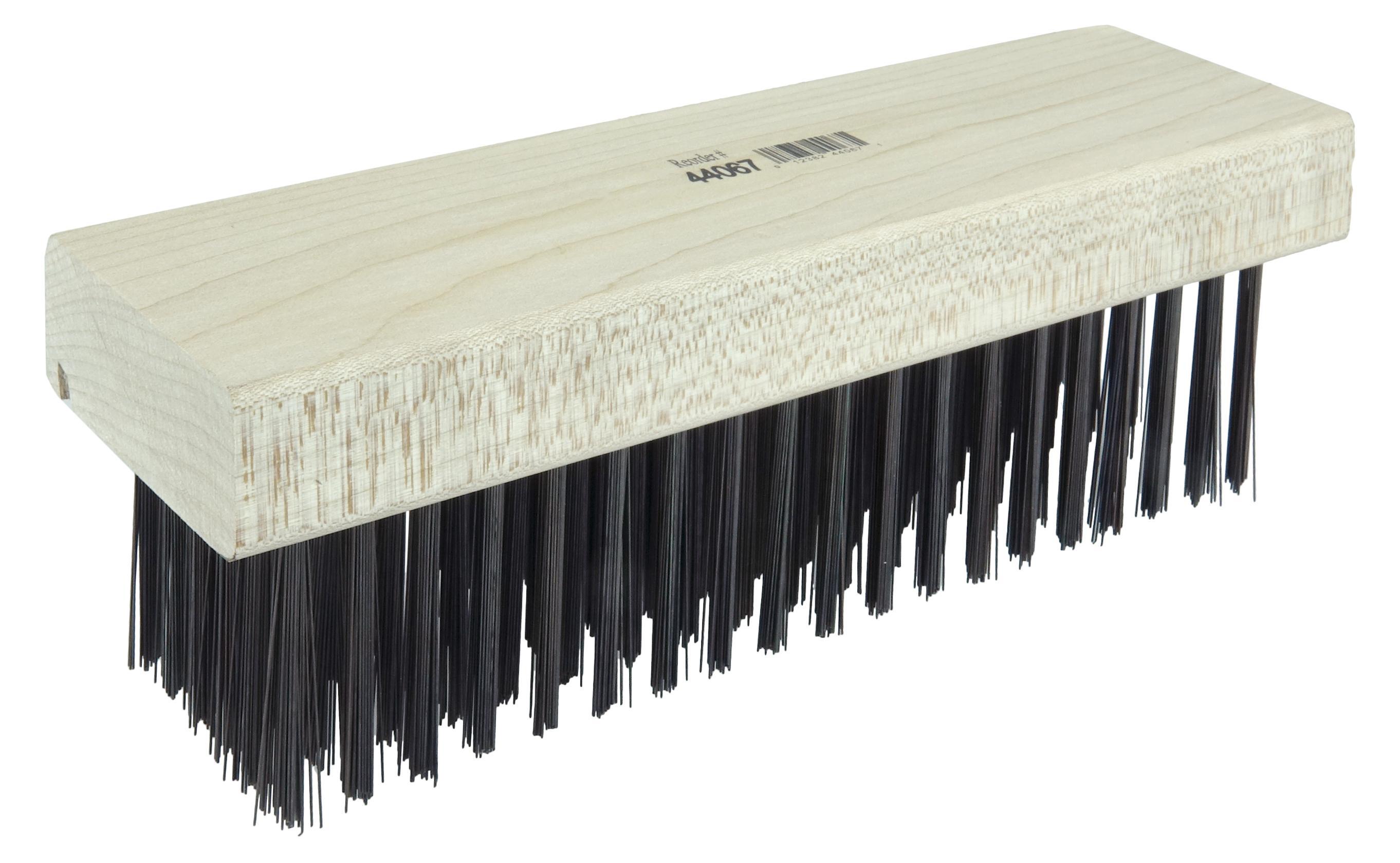 Osborn 0005401400 Angled Back Small Cleaning Scratch Brush, 1-7/16 in L Brush, 7/16 in W Block, 7-3/4 in OAL, 7/16 in L Brass Trim