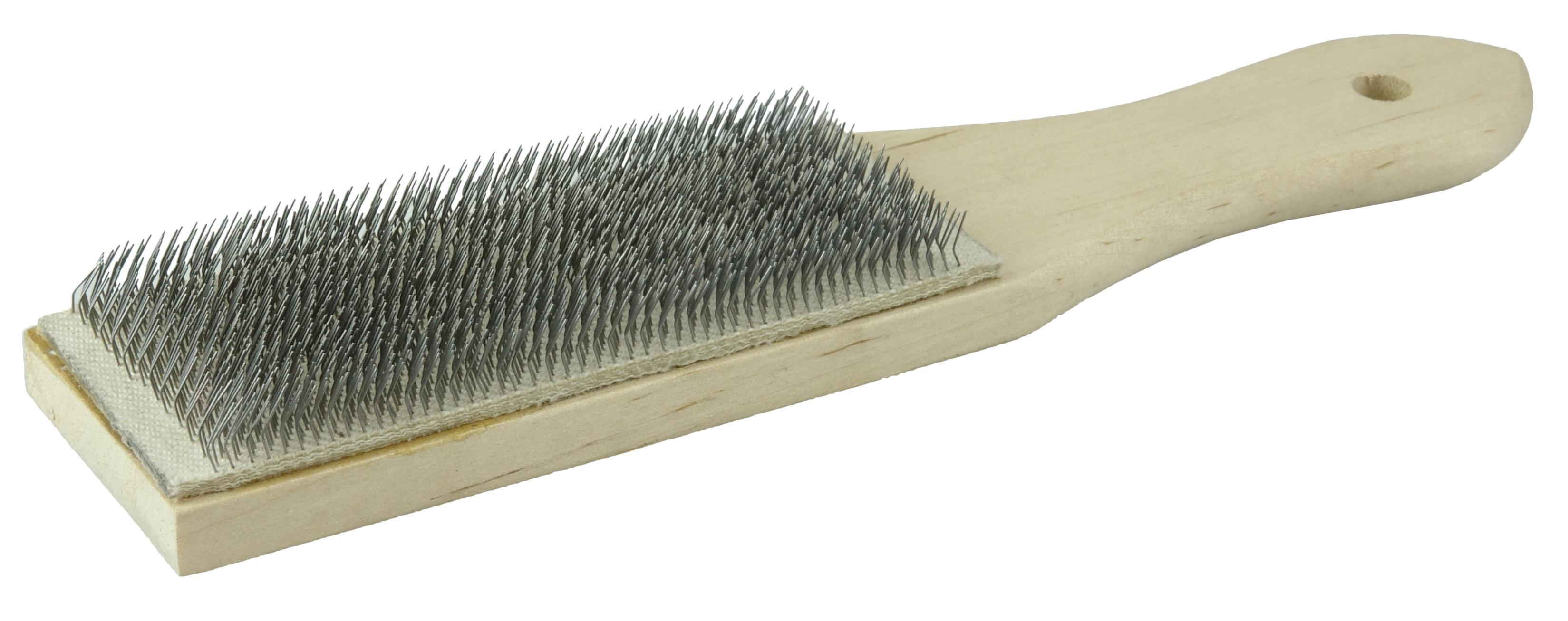 Osborn 0005402200 Angled Back Small Cleaning Scratch Brush, 1-7/16 in L Brush, 7/16 in W Block, 7-3/4 in OAL, 7/16 in L Stainless Steel Trim