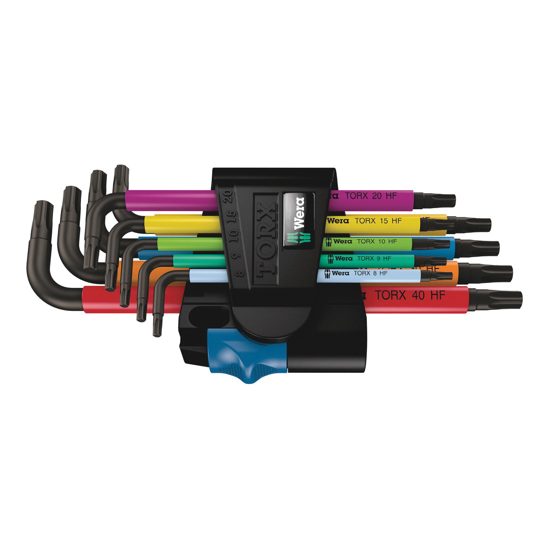 Wera&reg; 05024179001 967/9 TX Multicolour HF 1 Torx Key Set With Holding Function, 9 Pieces, T8 to T40 Torx, Torx&reg; Drive, L-Handle Handle