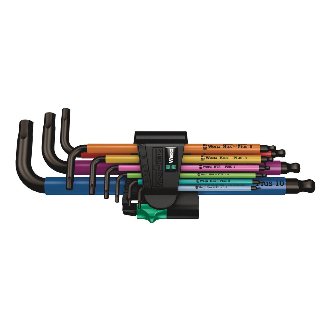 Wera&reg; 05073593001 950/9 Hex-Plus Multicolour 1 SB Hex Key Set, 9 Pieces, 1.5 to 10 mm Hex, Hex Plus Drive, L-Handle Handle, BlackLaser