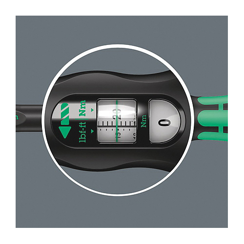 Wera&reg; 05075604001 Click-Torque A 5 Adjustable Torque Wrench, 1/4 in Drive, 2.5 to 25 N-m, Square Drive Reversible Ratchet/Teardrop Head, 0.1 N-m Graduation, 11-27/64 in OAL, DIN EN ISO 6789-1:2017-07
