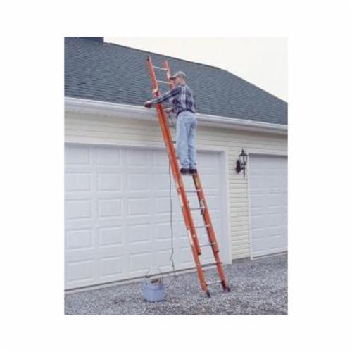 WERNER&reg; D6216-2 D6200-2 Flat D-Rung Extension Ladder, 16 ft OAL, 300 lb Load, 12 in Adjustable Increments, Fiberglass, A14.5