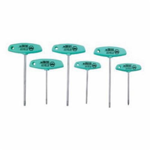 Wiha® 36496 Key Set With Hole, 6 Pieces, IP10 to IP30 Torx, T-Handle Handle, Chrome Vanadium Tool Steel, Polished Chrome