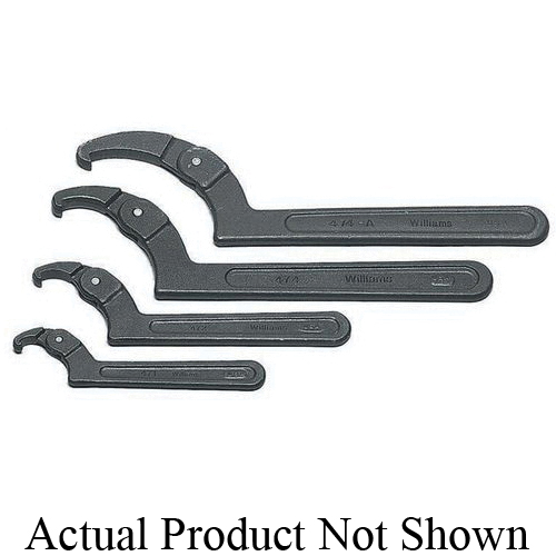 product Proto® JC471 Adjustable Hook Spanner Wrench, 3/4 to 2 in Capacity, 6-3/8 in OAL, Federal GGG-W-665B, Alloy Steel, Black Oxide