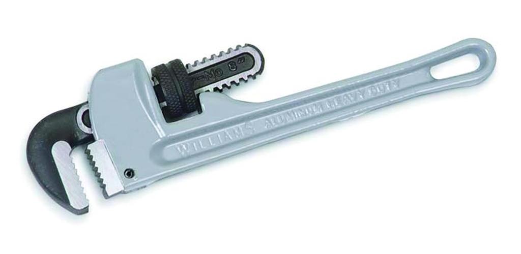 RIDGID&reg; 31090 Straight Pipe Wrench, 1-1/2 in Pipe, 10 in OAL, Floating Forged Hook Jaw, Aluminum Handle, Knurled Nut Adjustment