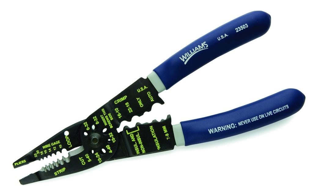 Klein&reg; 11063W Wire Stripper/Cutter, 20 to 8 AWG Solid/Stranded Cable, 6.594 in OAL, Cast Alloy Body