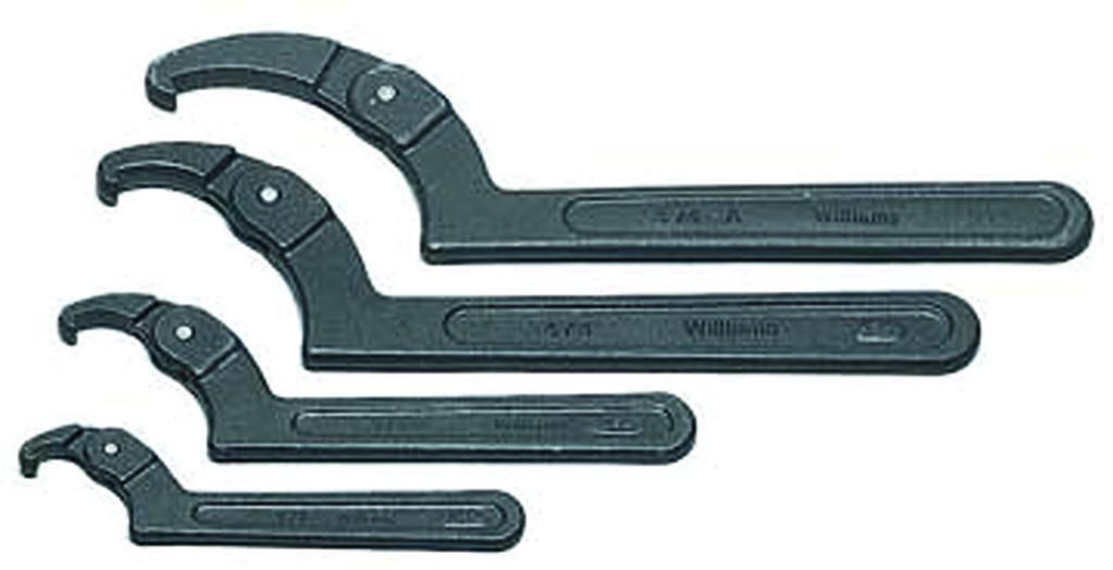 Williams® JHW482 Adjustable Face Spanner Wrench, 2 in Capacity, 3/16 in Dia Pin, 6-1/4 in OAL, Industrial Black