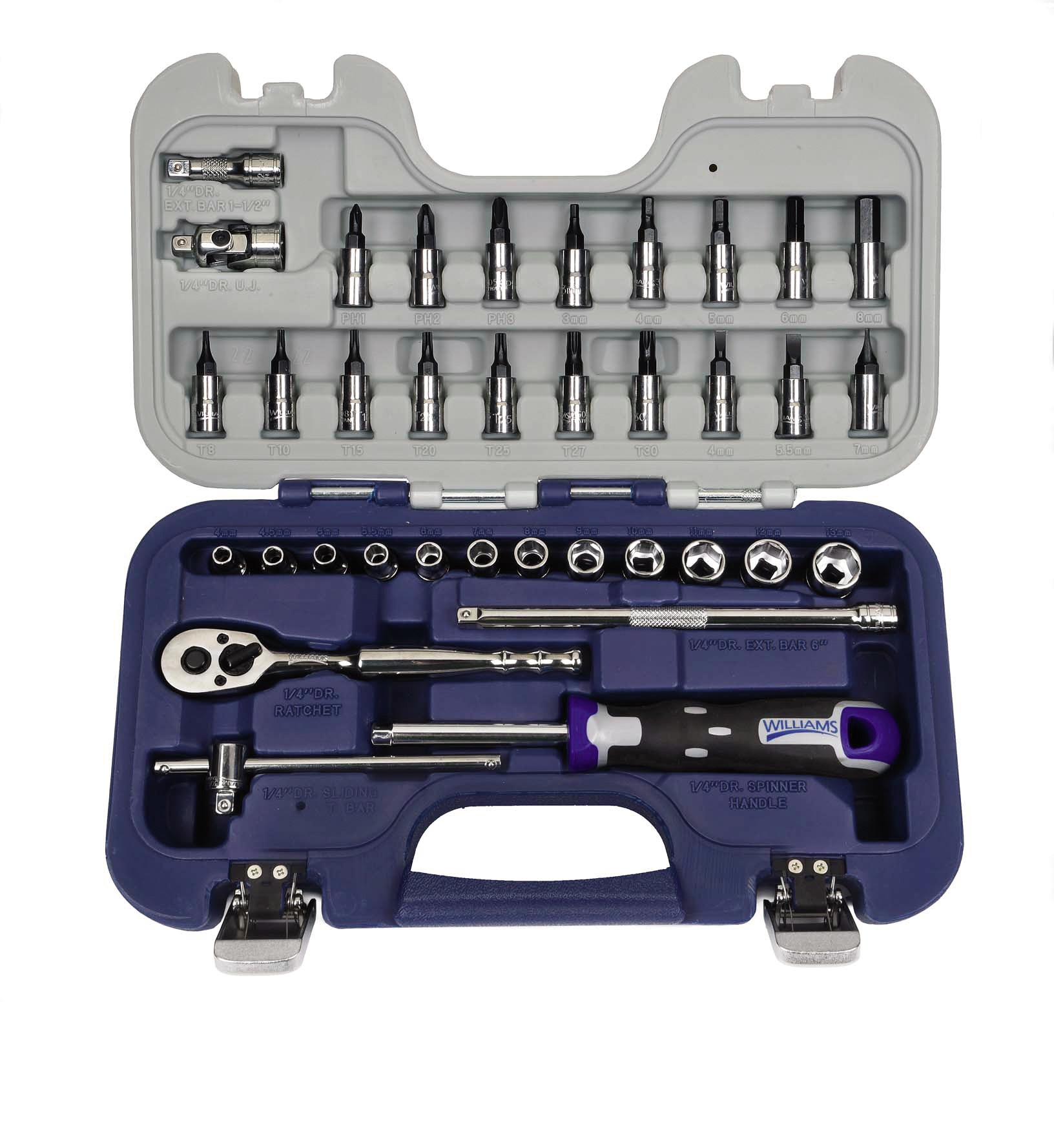 Williams&reg; JHWWSM-4TRC Socket Driver Bit Set, 1/4 in Drive, 1/8 in Torx, 4 Pieces, Polished Chrome