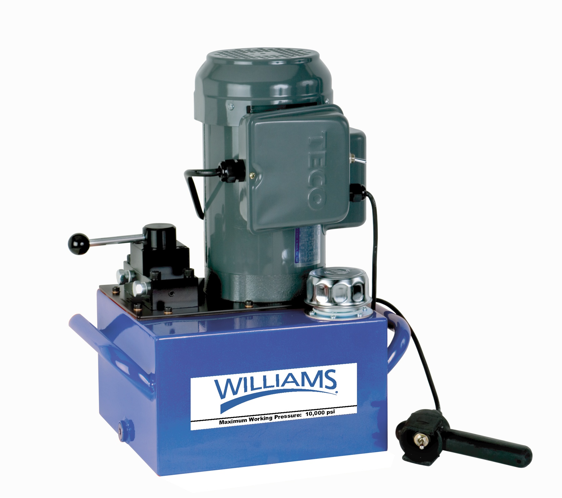 Williams&reg; JHW5E10H2G Electric Hydraulic Pump, 1 hp, 2 Stages, 311 cu-in/min 1st Stage, 37 cu-in/min 2nd Stage Flow Rate, 700 psi (1st Stage)/10000 psi (2nd Stage) Pressure