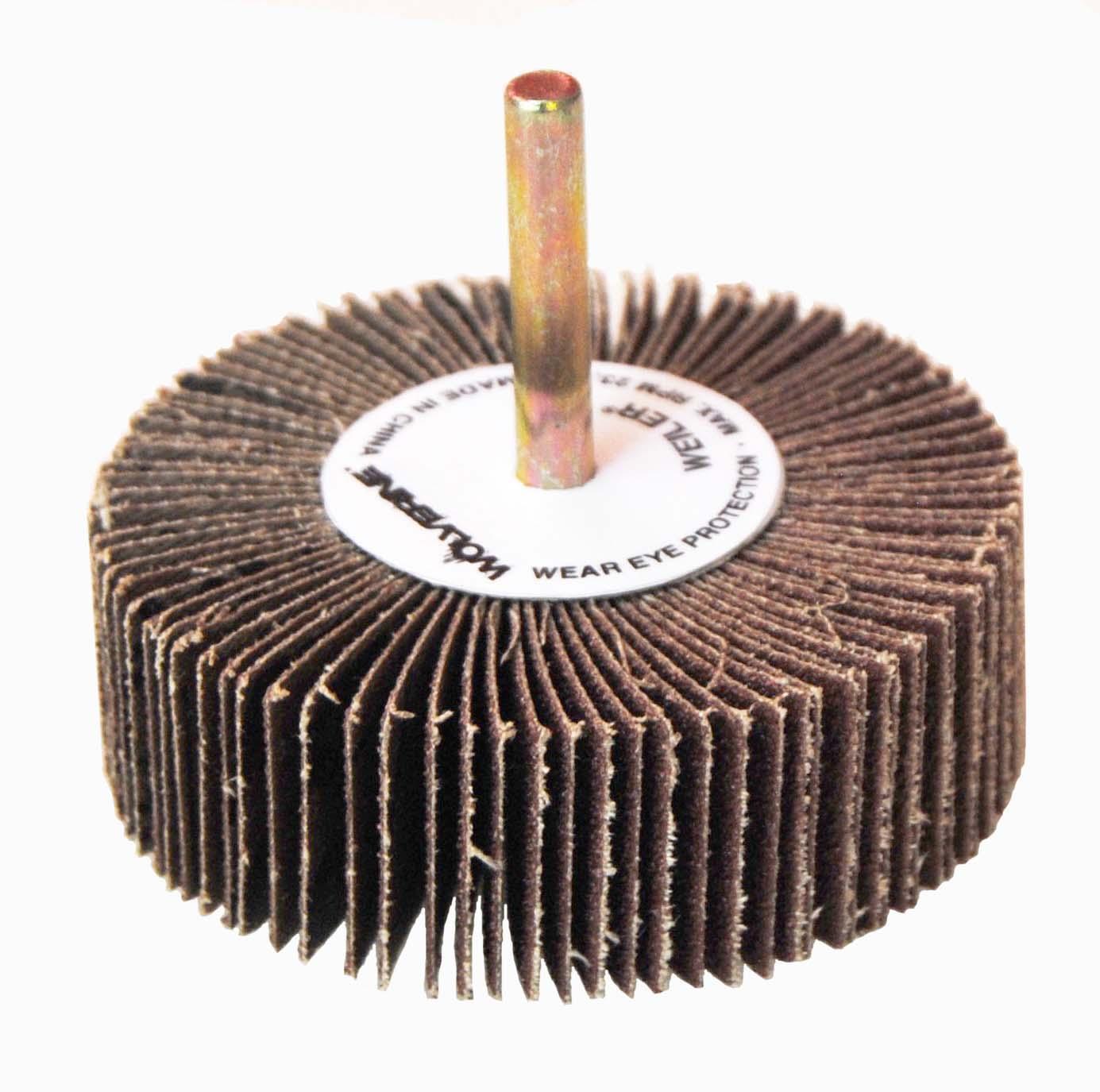 PFERD 47801409 Mini Standard Mount Coated Flap Wheel, 3 in Dia Wheel, 1 in W Face, 1/4 in Dia Shank, 40 Grit, Coarse Grade, Aluminum Oxide Abrasive