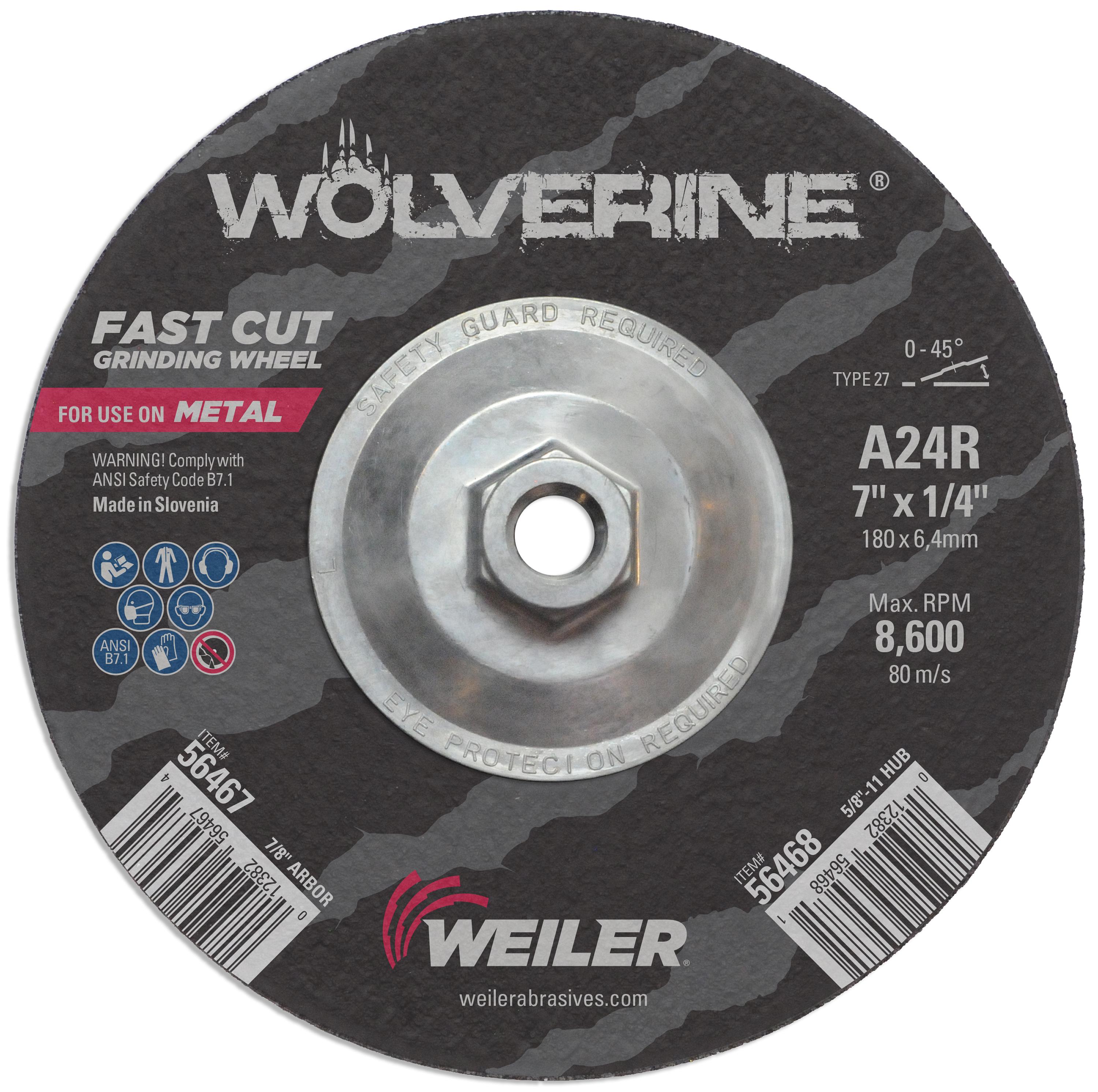 Wolverine&trade; 31339 Fast Cut Coated Abrasive Flap Disc, 4 in Dia Disc, 5/8 in Center Hole, 60 Grit, Medium Grade, Zirconia Alumina Abrasive, Type 29/Angled Disc