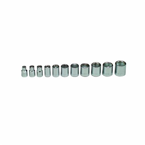 Wright Tool 312 Socket Set, 11 Pieces, Steel, Polished Chrome