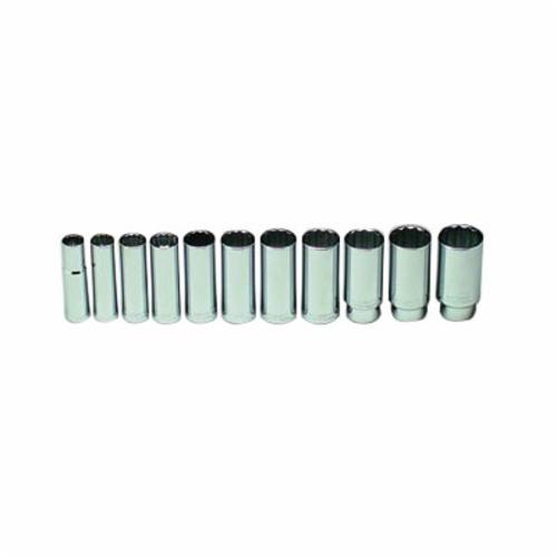 Wright Tool 402 Socket Set, Imperial, 12 Points, 1/2 in Drive, 11 Pieces, Included Socket Size: 1/2 to 1-1/8 in
