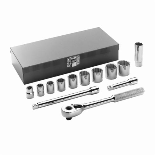 Wright Tool A31 Socket Set, Imperial, 12 Points, 3/8 in Drive, 13 Pieces, Included Socket Size: 3/8 to 7/8 in