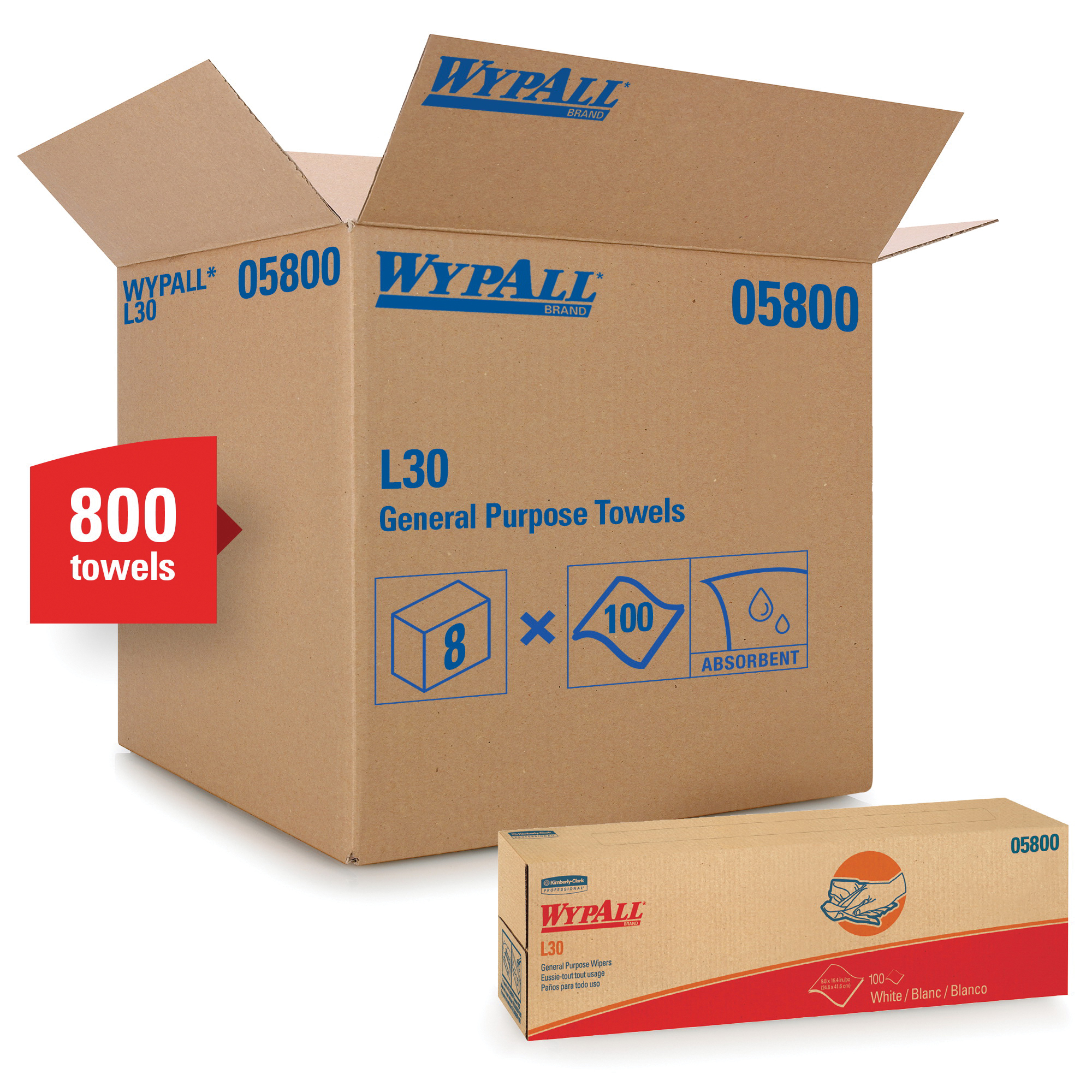 WypAll* ShopPro® 41041 X80 Disposable Wiper, Hydroknit*, Blue