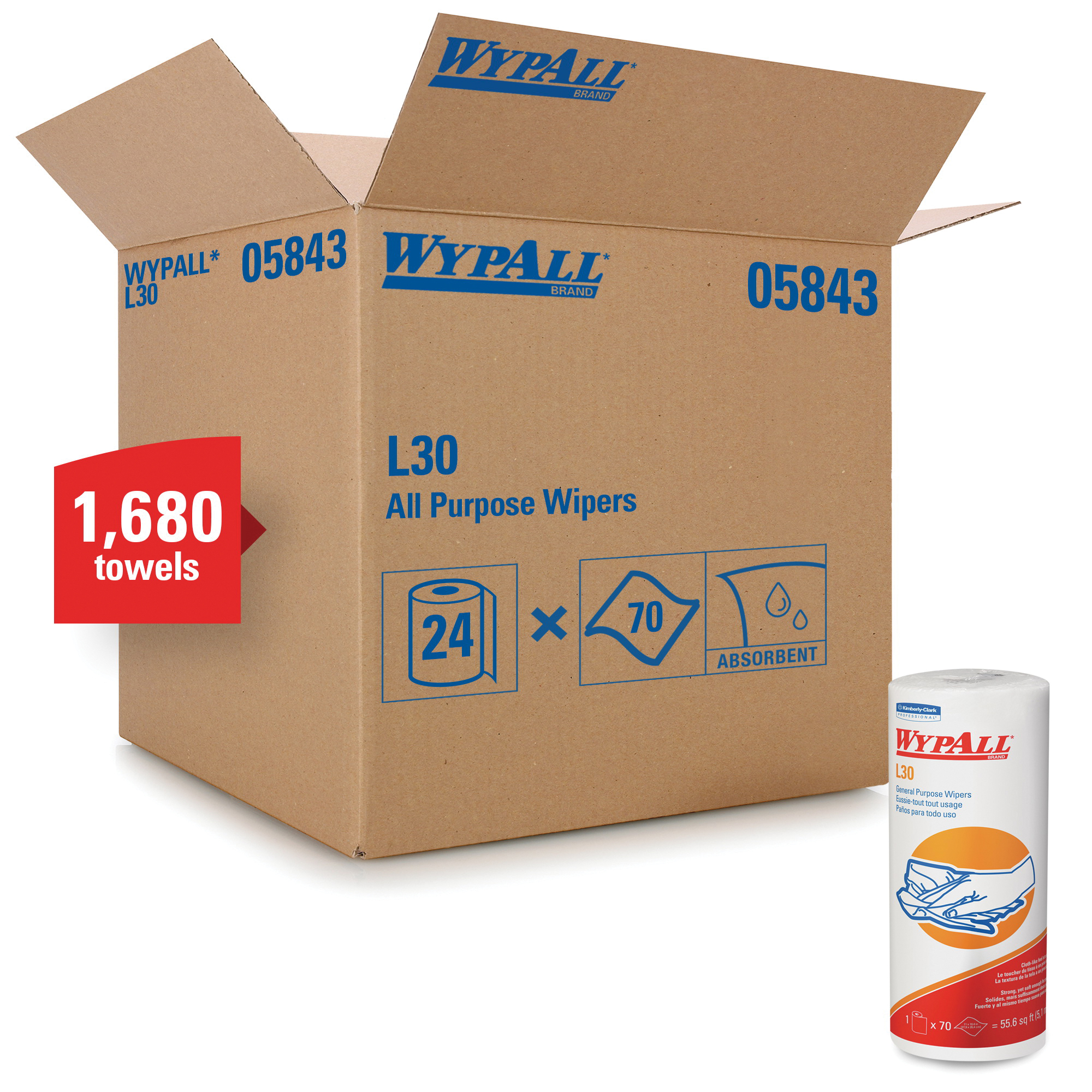 TASKBrand® N-P080IDW P80 Interfold Premium Duty Wiper, 100 Sheets, 9 x 16-3/4 in, Hydrospun Substrate, White