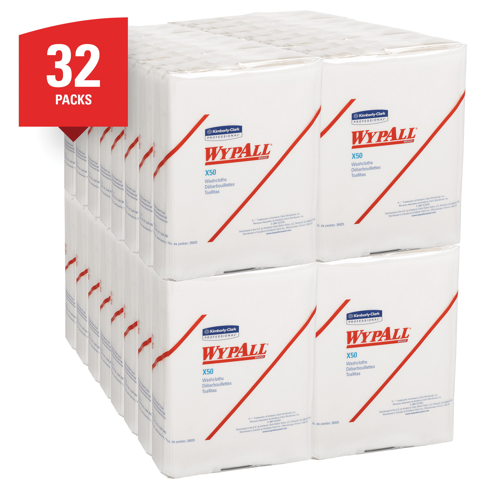 WypAll* 35025 X50 Extended Use Cleaning Wiper, 12-1/2 x 10 in, 26 Sheets Capacity, Hydroknit*, White