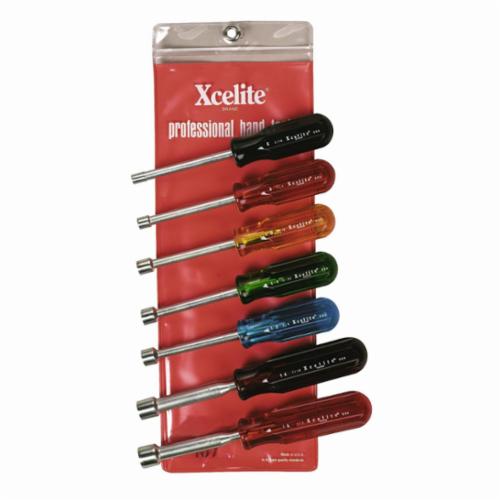 Weller&reg; 157 Nut Driver Set, #6 to #16, 7 Pieces, 6-1/4 in OAL, Steel Shaft/Plastic Handle, Bright