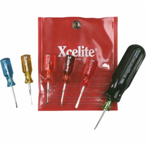 product GENERAL® 700 Precision Screwdriver Set, 5 Pieces, 8650 Alloy Steel Shank/Plastic Handle, Polished Chrome