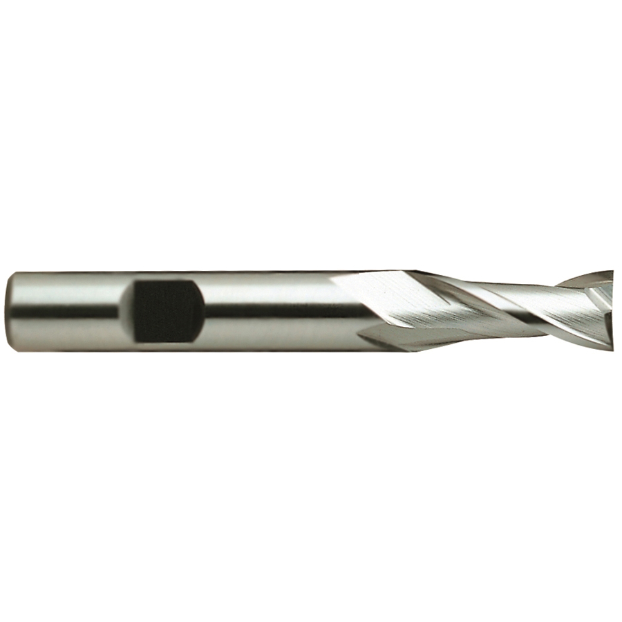 YG-1 01293 E2030 Center Cut Imperial Regular Length Single End End Mill, 3/16 in Dia Cutter, 7/16 in Length of Cut, 2 Flutes, 3/8 in Dia Shank, 2-5/16 in OAL, Bright