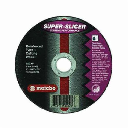 metabo® 655334000 Original Slicer Type 1 Flexible General Purpose Straight Cut-Off Wheel, 5 in Dia x 0.04 in THK, 7/8 in Center Hole, 60 Grit, Aluminum Oxide Abrasive